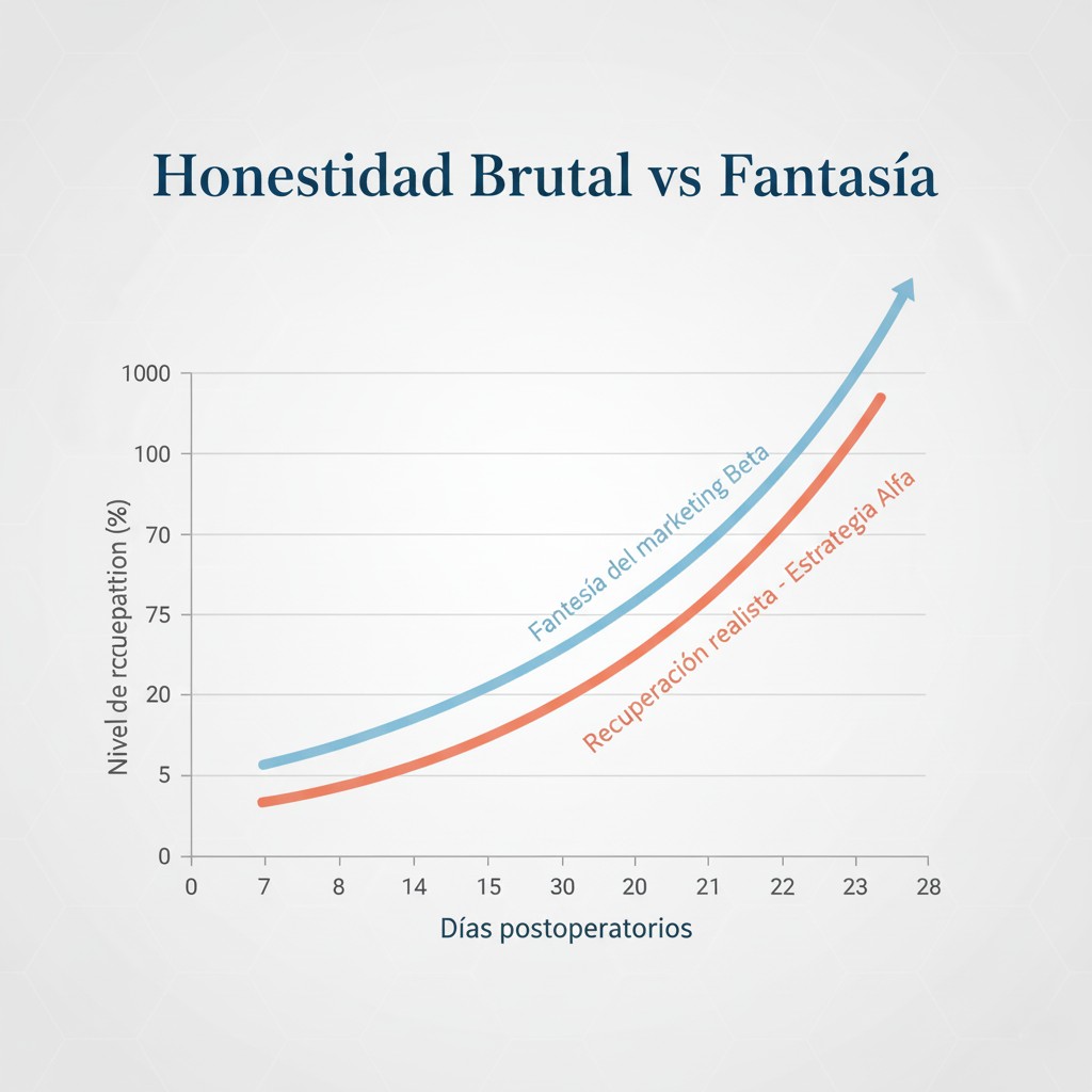 Gráfico mostrando la expectativa idealista vs. la curva de recuperación realista