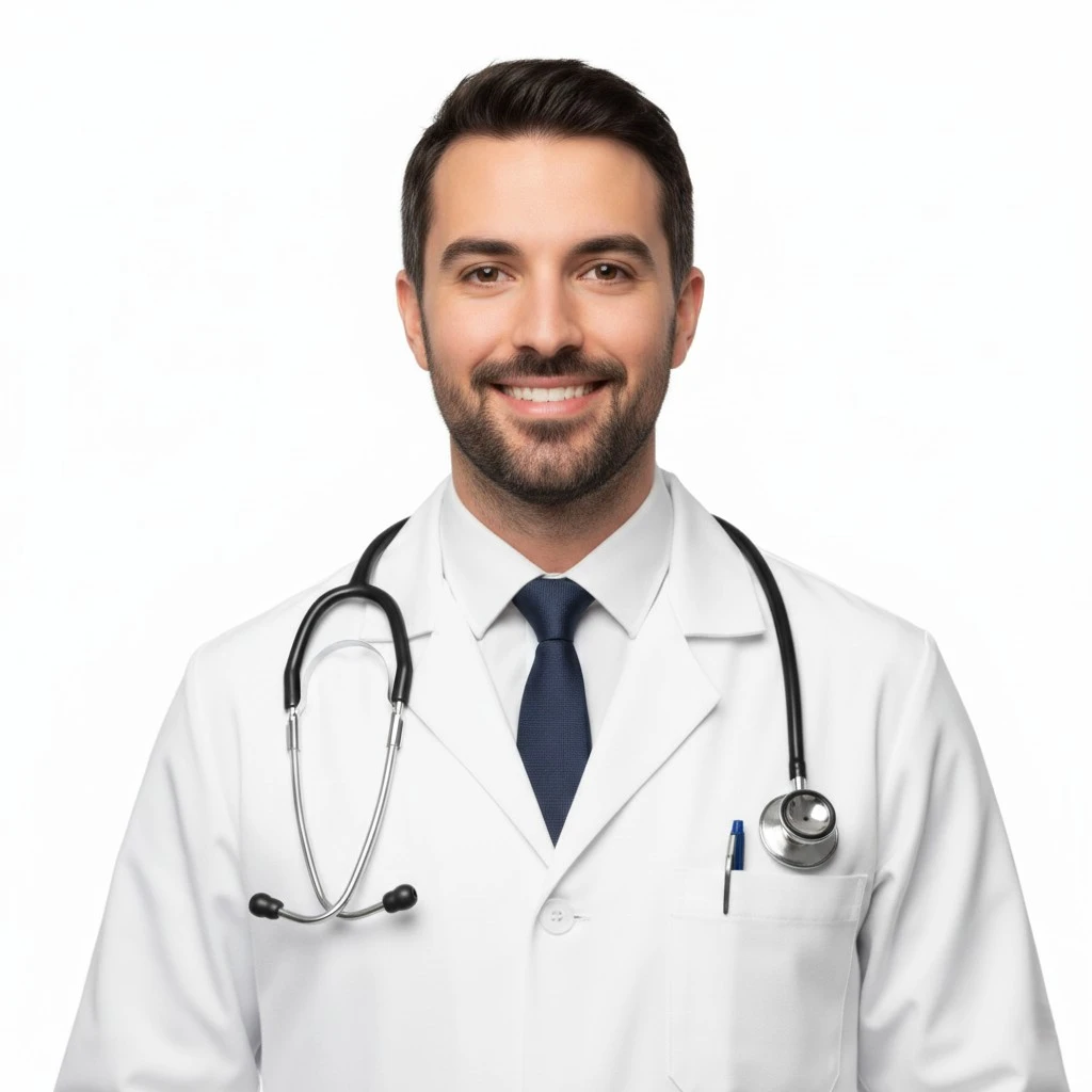 Doctor sonriendo, representando el sistema Practice Co-Pilot